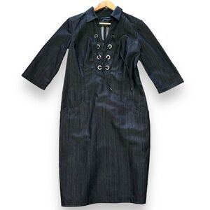 Lafayette 148 Black Denim Half Sleeve Dress - Size 6